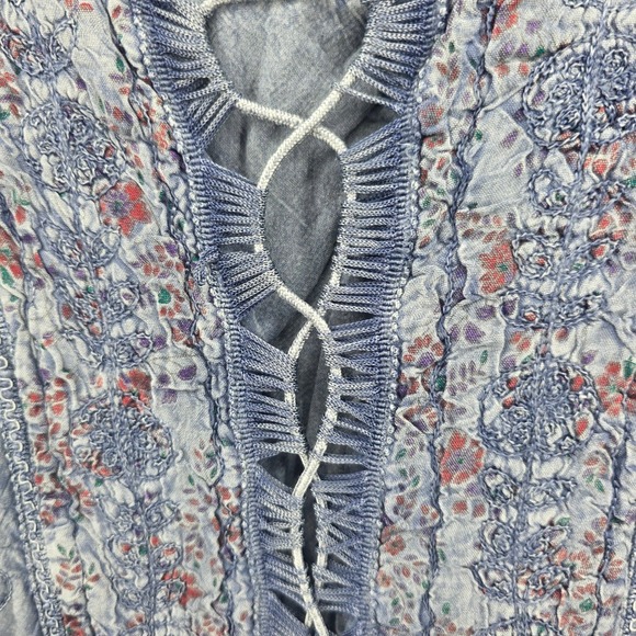 Coline Women's XL Floral Smocked Bohemion Maxi Dress Sleeveless Blue‎ Casual - Picture 2 of 7